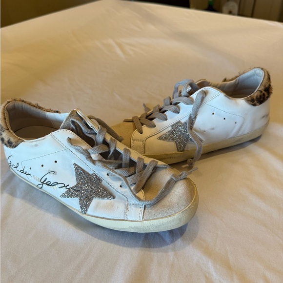 White, silver star, leopard heel, Golden Goose Super- Star Classic with List - Picture 13 of 13